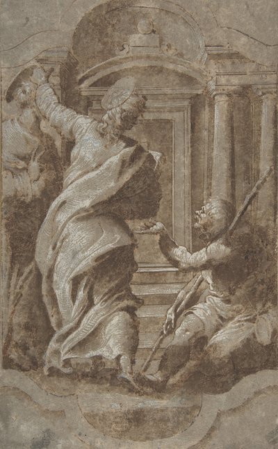 San Pedro y San Juan Sanando a un Lisiado en la Puerta del Templo, 1501-47 de Perino del Vaga