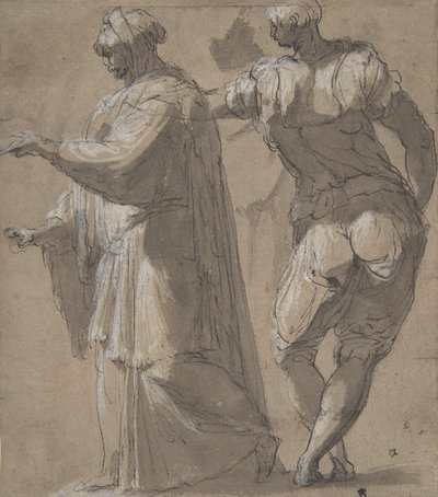 Dos figuras masculinas de pie, 1501-47 de Perino del Vaga