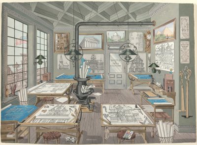 Sala de dibujo del arquitecto, 1884 de Perkins Harnly