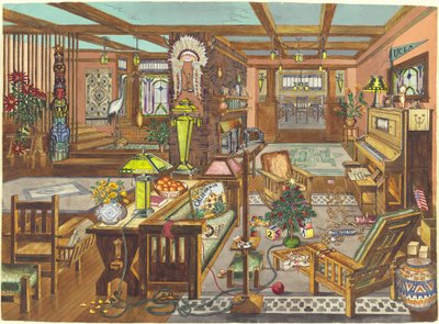 Interior de estilo misión de California de Perkins Harnly
