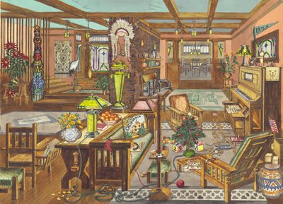 Interior de estilo misión de California, 1946 de Perkins Harnly