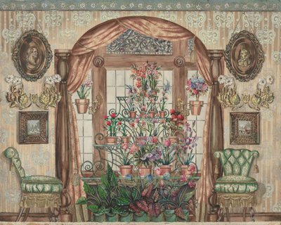 Ventana del invernadero con flores, 1935-1942 de Perkins Harnly