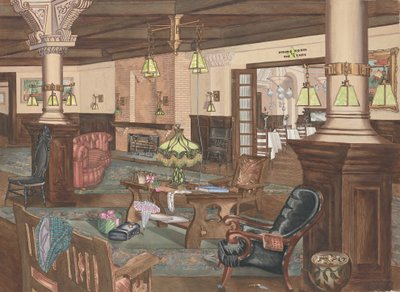 Vestíbulo del Hotel Hollywood, 1902, c. 1946 de Perkins Harnly