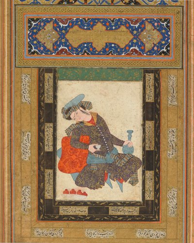 Un joven reclinado, Irán, período Safávida, c.1600-10 de Persian School