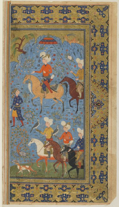 Una cacería real de un Shahnama (Libro de los reyes) de Firdawsi, c.1590-1600 de Persian School