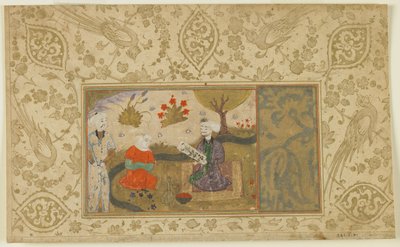 Una pareja conversa junto a un arroyo, c.1500 de Persian School
