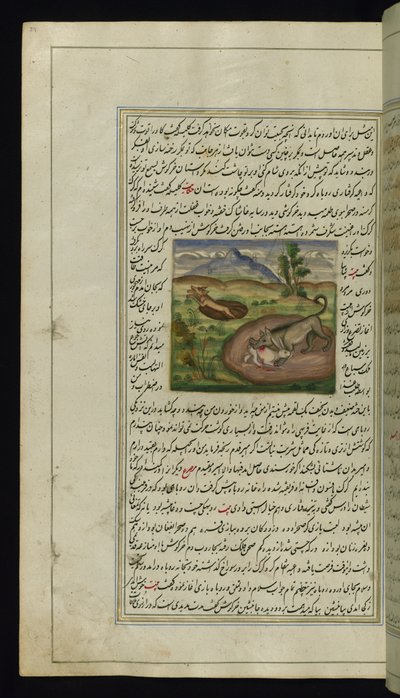 Un chacal devora una liebre de Luces de Canopus, 1847 de Persian School