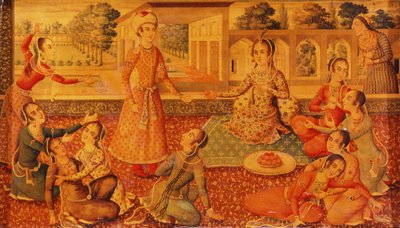 Un cofre de papel maché lacado tardío Zand, c.1794-95 de Persian School
