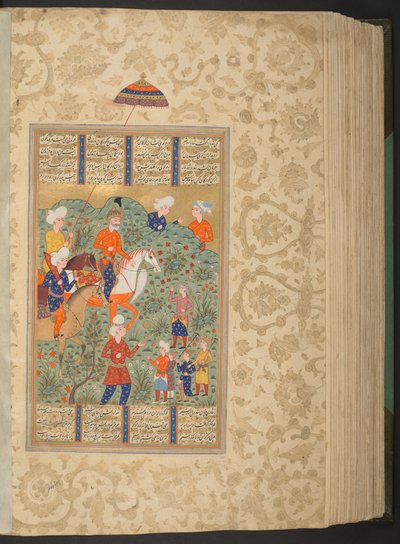 Agregar. 27257, f.355v Ardashir reconoce a Shapur durante un partido de polo de Persian School