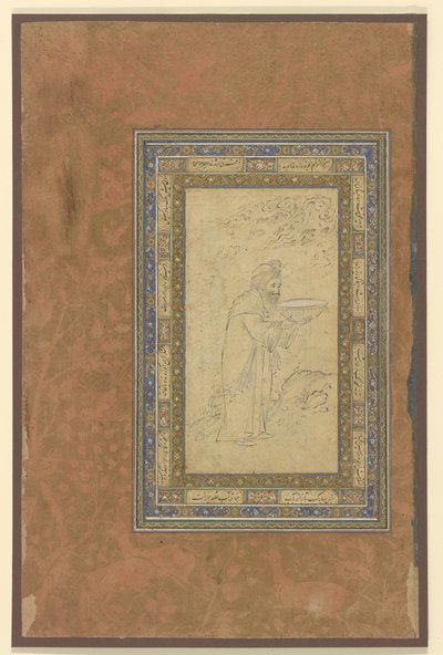 Un anciano lleva un cuenco, c.1610-15 de Persian School