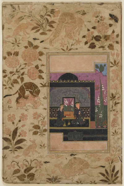 Bahram Gur y la princesa en el Pabellón Negro, c.1590 de Persian School