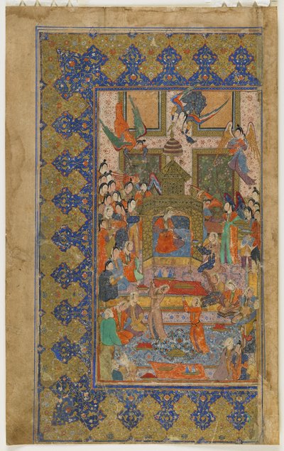Bilqis en el trono de un Khamsa (Quinteto), c.1560 de Persian School