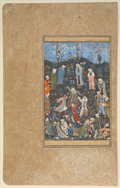 "Derviches danzantes", Folio de un Diván de Hafiz, c.1480 de Persian School