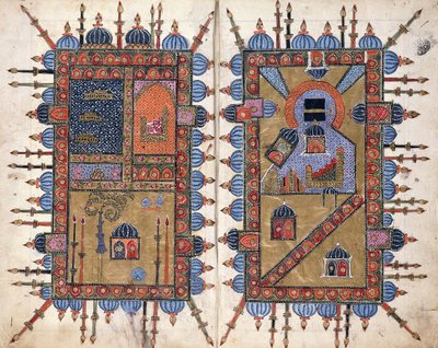 Dobluras decorativas de "Dala"il al-Khayrat", c.1800 de Persian School