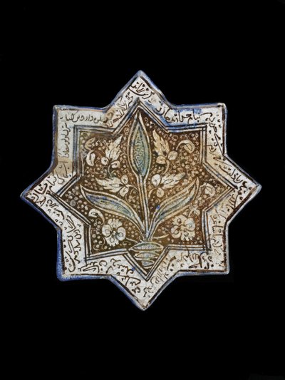 Azulejo de estrella de ocho puntas, Sultanabad, Irán, dinastía Il-Khanid de Persian School