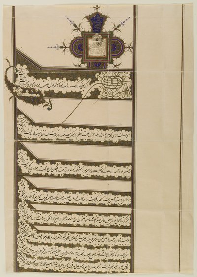 Firman (Edicto Real) con el sello de Muzaffar al-Din Shah Qaja, 1897 de Persian School