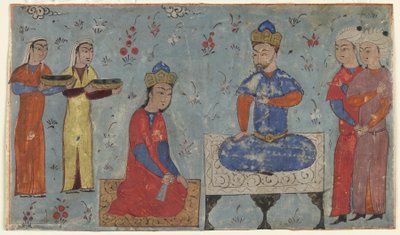 Folio de un Shahnama (Libro de los Reyes) de Firdawsi; recto: Sindukht ante Sam, Irán de Persian School