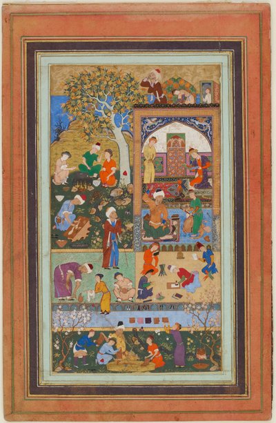 Folio de un álbum; Una escena escolar, Tabriz, Irán, período Safávida, c.1540 de Persian School