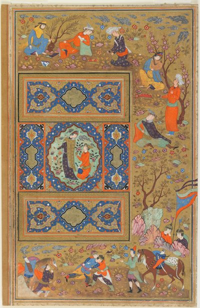 Folio de un álbum; verso: Una pareja de amantes, Isfahan, Irán, período Safávida, 1590-1610 de Persian School
