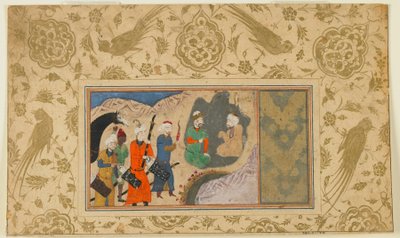 Folio de un texto no identificado; Iskandar (?) visita a un ermitaño, Irán, c.1500 de Persian School