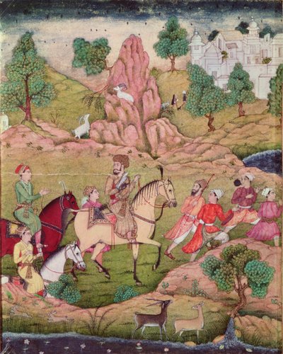 Caza con halcón, dinastía Safávida (1502-1736) de Persian School
