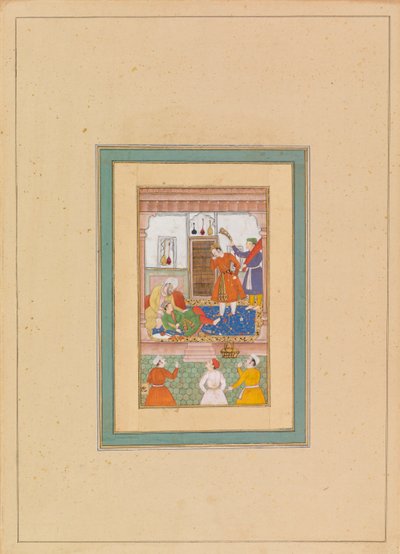 Interior con figuras de Persian School