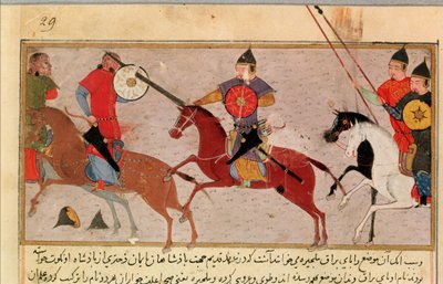 Genghis Khan luchando contra los tártaros, de un libro de Rashid-al-Din de Persian School