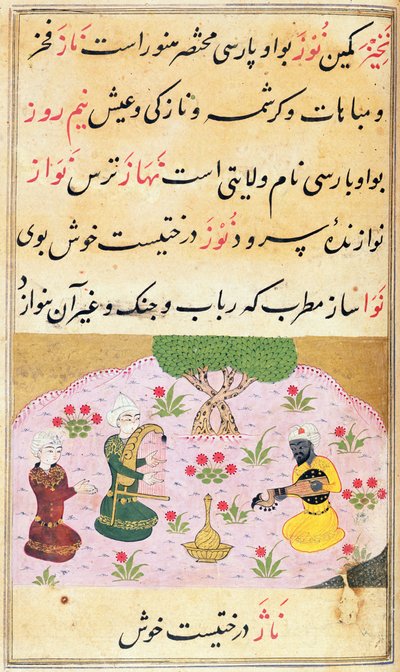 Or.3299 f.279 Músicas tocando una melodía (nava) de Persian School