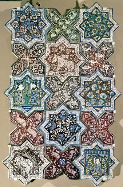 Panel de azulejos, Kashan, Irán central, c.1250-1300 (frita) de Persian School