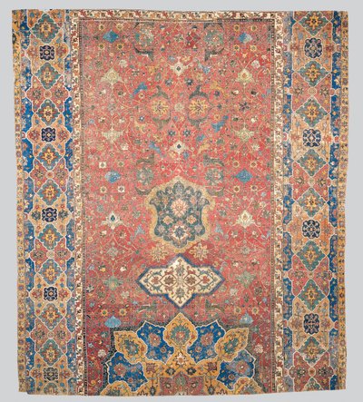 Fragmento parcial de alfombra medallón de Tabriz, noroeste de Persia, principios del siglo XVI de Persian School