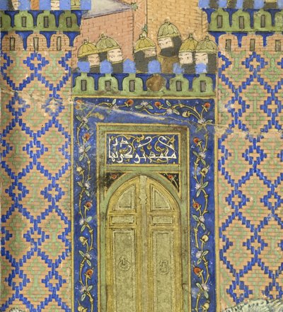 (detalle) Isfandiyar mata a Arjasp en la Fortaleza de Bronce, ilustración del Shahnama (Libro de los Reyes) de Persian School