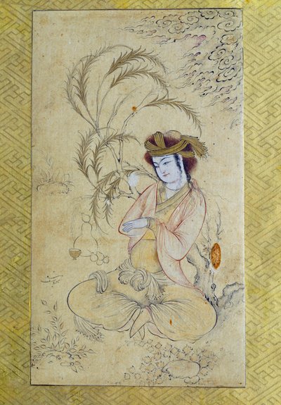 Arte persa: joven hombre bajo un sauce Anónimo Gouache del siglo XVII París, Museo del Louvre de Persian School