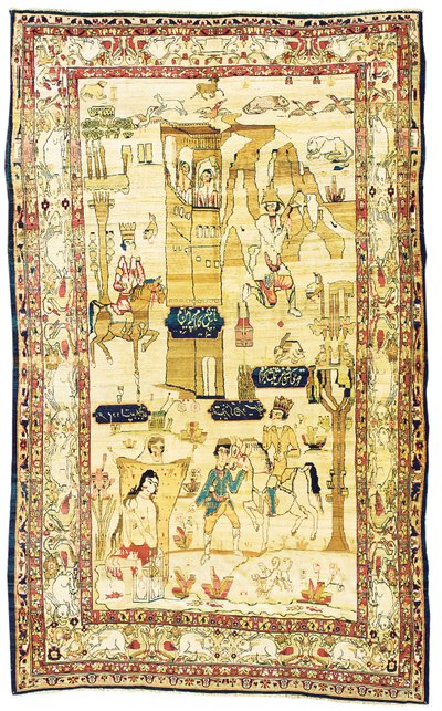 Alfombra Kirman pictórica, c.1860 (textil) de Persian School