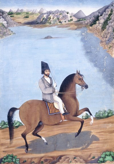 Retrato de un joven a caballo, c.1840 de Persian School