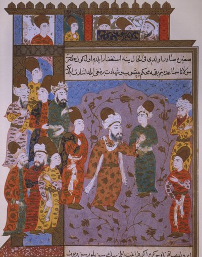 Rumi advirtiendo a su hijo Veled del pecado, finales del siglo XVI de Persian School