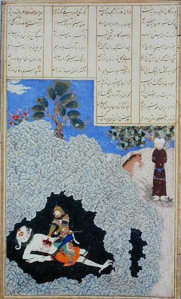Rustam extrae el hígado del Demonio Blanco, ilustración del 