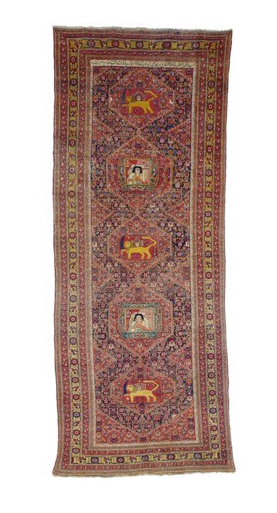 Alfombra de galería Senneh, Persia Occidental, 1837 de Persian School