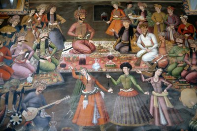 Shah Abbas I recibiendo a Nadr Vali Muhammad Khan del Khanato de Bukhara, Salón de Recepción de Persian School