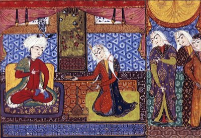 Shakar de Isfahan ofreciendo vino a Khusraw, c 1505 de Persian School
