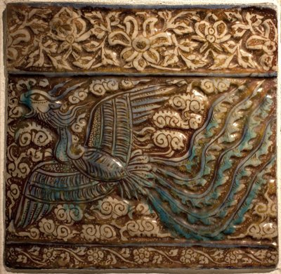 Simurgh (Simorgh o Senmurw) - Azulejos - Loza de Kashan (Persia), periodo Ilkhanide, principios del siglo XIV de Persian School