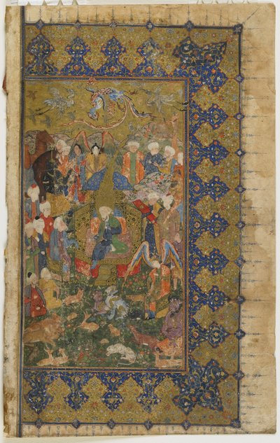 Salomón entronizado de un Khamsa (Quinteto), c.1560 de Persian School