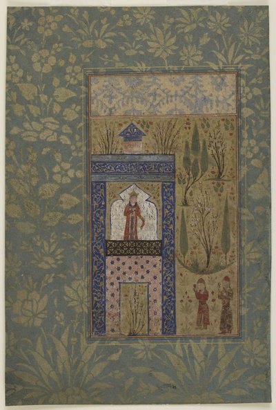 Dos jóvenes ante una princesa en una ventana, c.1417-18 de Persian School