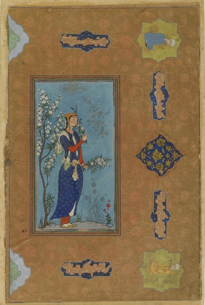 Mujer con un ramo de flores de Persian School
