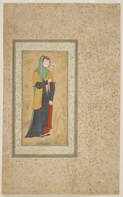 Mujer con un ramo de flores, c.1595 de Persian School