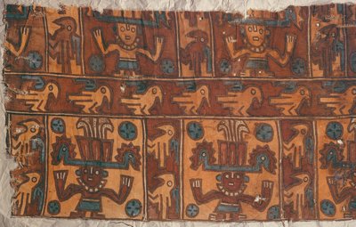 Tela con dioses y aves, Cultura Tiahuanaco de Peruvian School