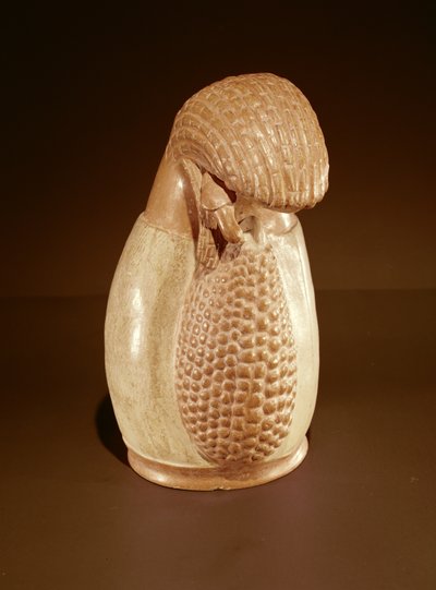 Vasija de cerámica inca en forma de mazorca de maíz de Peruvian School