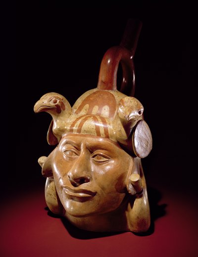 Vasija retrato de cerámica, Mochica de Peruvian School