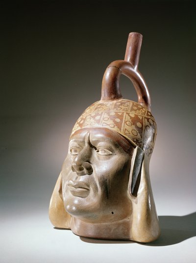 Vasija retrato de cerámica, Mochica de Peruvian School