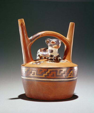 Olla de estribo con jaguar, Cultura Nazca de Peruvian School