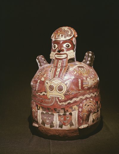 Vasija de cerámica con figura de un dios, Cultura Nazca de Peruvian School